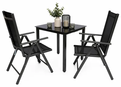 Zdjęcie produktu dla 3 części Zestaw mebli ogrodowych / grupa siedząca grupy / 1xtable, 2x krzesła / stół Wymiary ok. H. 76 x W. 80 x D. 80 cm / Krzesła 80 SW