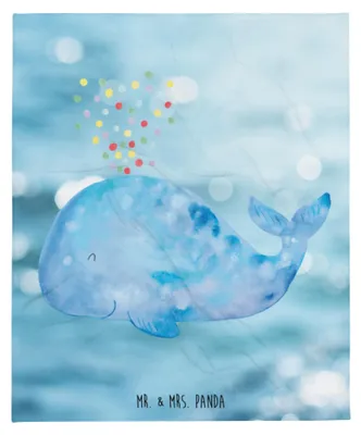 Produktbild von Mr. & Mrs. Panda Tagesdecke Wal Konfetti - Oceanblue - Geschenk, Decke, Abnehmen, Kuscheldecke, Wohndecke, Bettdecke, Meer, Motivation, Geburtstag, Diät, Couchdecke