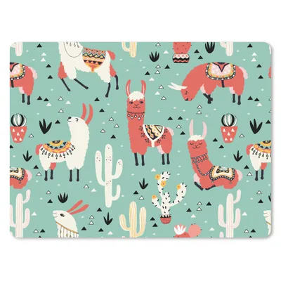 Produktbild von MuchoWow® Mauspad Mousepad Lama - Muster - Kaktus 23x19 cm - Mousepads - Maus Mat - Pad - Mausunterlage - Schreibtischunterlage - Mauspad