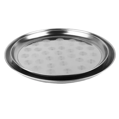 Produktbild von 2x Serviertablett Edelstahl Rund 35/45cm – Glanz INOX Tafel Tablett Set