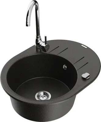 Produktbild von Mexen Kevin 1 Becken-Granitspüle mit Abtropffläche und Mischbatterie Telma, Schwarz/Gold metallisch - 6517-75-670200-00