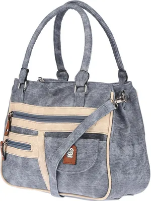 Produktbild von Große Damen Tasche Schultertasche Umhängetasche Henkeltasche Leder Optik Bag Hellblau