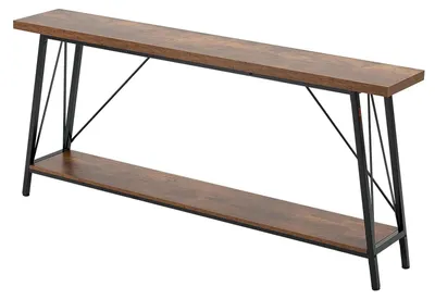 Zdjęcie produktu dla Konsola wąska 180 cm 2-poziomowa metalowa półka do salonu i przedpokoju