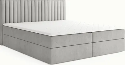 Produktbild von MYSEN Boxspringbett 160x200 Lamella mit Bettkästen mit Matratze (14 cm) mit Topper (4 cm) Komplett-Set Polsterbett Bonell H3 Hellgrau