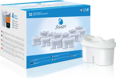 Produktbild von Swan 12 Stücke Wasserfilter Kartuschen Baugleich zu Maxtra kompatibel mit Brita Maxtra Wasserfilterkanne mit Aktivkohle und Kalklöser