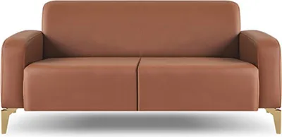 Produktbild von Sofa 2-Sitzer Braun Couch Zweisitzig Ledersofa Edelstahl Holz Modern
