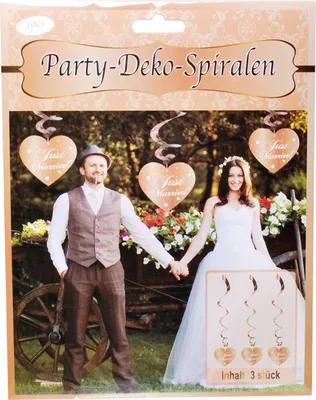 Produktbild von 1 Party-Spirale Just Married Herz roségold Länge 17,5 cm breit Hochzeitsdekoration Pappe/ Folie