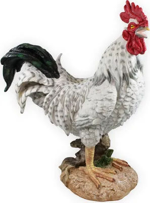 Produktbild von Deko Hahn Figur 47 cm weiß – detailreiche Gartenfigur aus Polyresin – wetterfest & standfest – Tierfigur Landhausstil