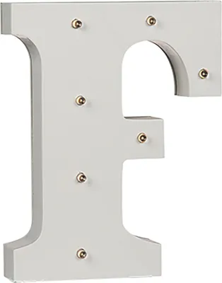Produktbild von Holz Buchstabe "F" beleuchtet mit 7 LED Lichtern, batteriebetrieben, 16 cm, Out