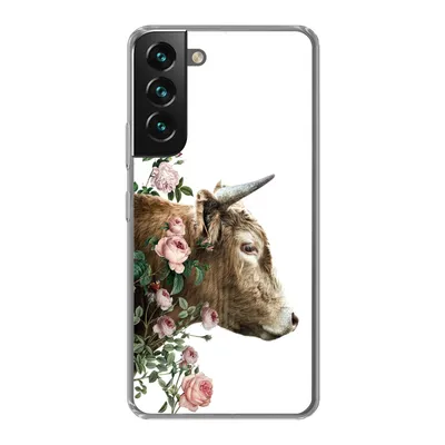 Produktbild von MuchoWow® Handyhülle Schutzhülle Hülle für Samsung Galaxy S22 Plus Schottischer Highlander - Kuh - Blumen Silikon Softcase Handy Hülle - Schutzabdeckung
