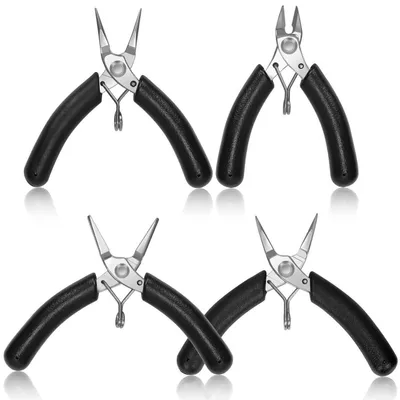 Produktbild von Schmuckzangen Set 4 Stück 3.5 Zoll Nadelnasenzange Rundzange Gebogene Zange Seitenschneider für Schmuckherstellung und Perlenarbeit
