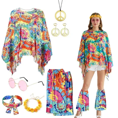 Immagine prodotto di Solidchoice - Costume da hippie da donna, ideale per feste in discoteca