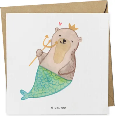 Produktbild von Mr. & Mrs. Panda Glückwunschkarte Wassermann Astrologie - Weiß - Geschenk, anlasskarte, Sternzeichen, faltkarte, doppelkarte, Klappkarte, Grußkarte, Geburtstagsgeschenk