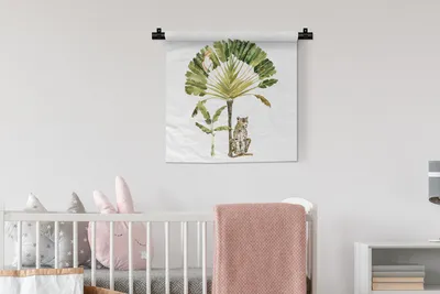 Produktbild von MuchoWow® Wandteppich Wandbehang Dschungel - Kakadu - Leopard 60x60 cm Tapisserie Dekoration Wandtuch - Dekorationen - Wand Decke