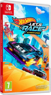 A video game case for Nintendo Switch featuring Hot Wheels Let's Race Ultimate Speed.