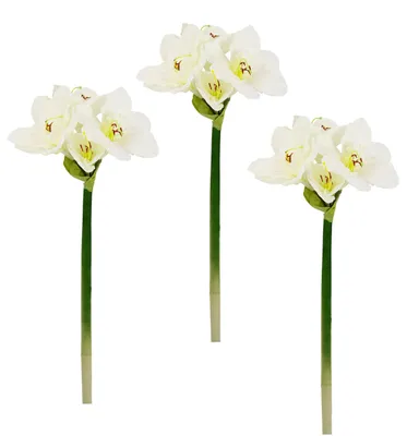 Kunstblume Amaryllis, 3er Set, Polyester, Weiß, 65 cm