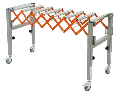 Image de Table de transport réglable - Support à roulettes pour scie circulaire de table - Réglable en hauteur et en longueur - Extensible - Capacité de charge jusqu'à 50 kg - Argent