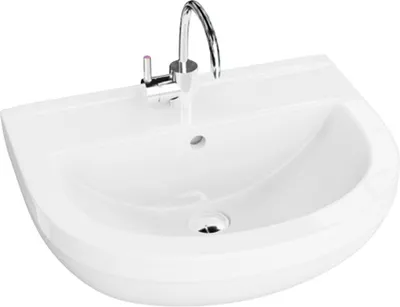 Produktbild von LAVITA Wandwaschbecken Bart | Wandwaschtisch Rund | Waschbecken mit †berlauf und Hahnloch | Aus hochwertigem Porzellan | Waschtisch | 50,5x42x19 cm | Wei§ Glanz