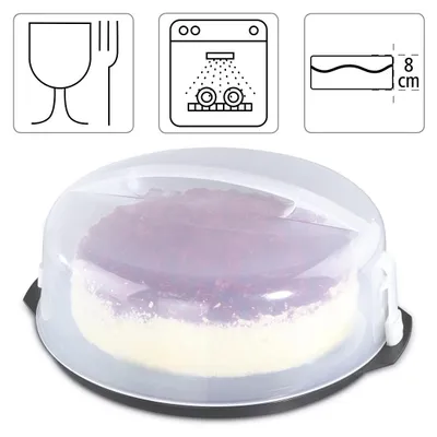 Produktbild von Xavax Kuchen-Transportbox rund mit Deckel Kuchenbehälter 31,5 cm Durchmesser, Innenhöhe 8 cm,Kuchenbox mit Stückeinteilungshilfe,Tortenplatte