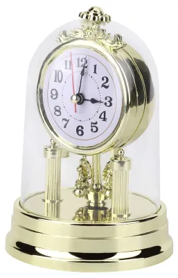 Tischuhr, geräuschlose Retro-Uhr, europäisch, Gold/Blau, 11 cm