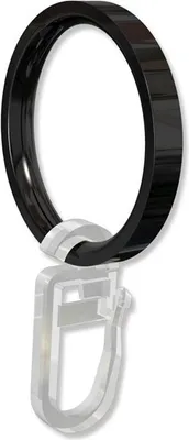 Produktbild von Interdeco Ringe mit Faltenhaken, Gardinenringe für Gardinenstangen 20 mm Ø, Schwarz (Packung 10 Stück)
