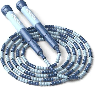 Immagine prodotto di Corda per saltare morbida con perline, regolabile, 2,8 m, viola, rosa e blu, per bambini