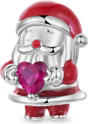 Produktbild von Gnoce Charm Weihnachtsmann mit Herz Silber JSC177