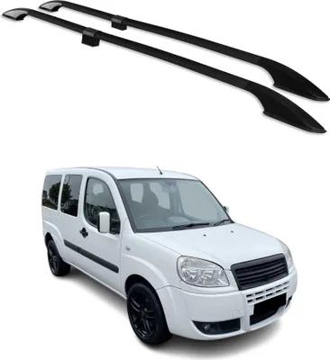 Image de Barres de toit longitudinales pour Fiat Doblo 2000-2010 L2 Aluminium Noir