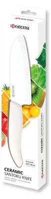 Imagen del producto de Cuchillo de cocina profesional KYOCERA, con hoja de cerámica blanca de 14 cm y mango blanco