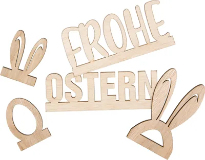 Produktbild von Streuteile "Frohe Ostern", 5er-Set, Mischholz