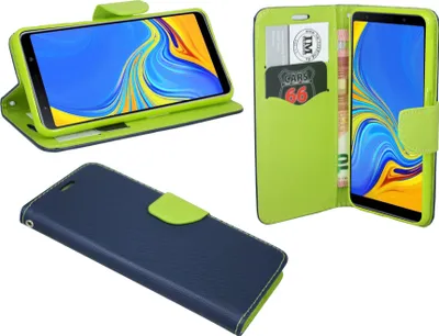 Zdjęcie produktu dla Eleganckie etui książkowe Smart Magnet kompatybilne z Samsung Galaxy A7 2018 ( A750F ) z klapką o wyglądzie skórzanego portfela w kolorze niebiesko-zielonym
