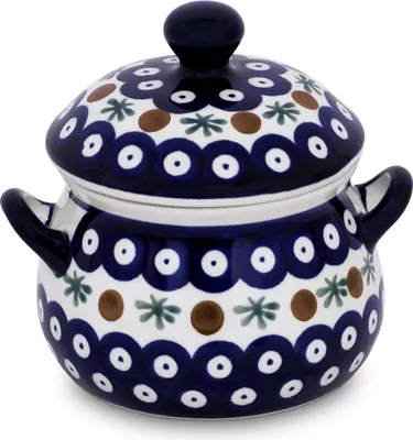 Produktbild von Original Bunzlauer Keramik 350 ml Marmeladentopf mit Deckel Ø10 cm, H=12 cm, Design 41