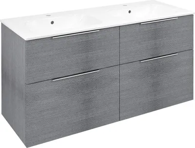 Image de CIRASA armoire sous lavabo avec double lavabo 121x66x46cm, Silbereiche