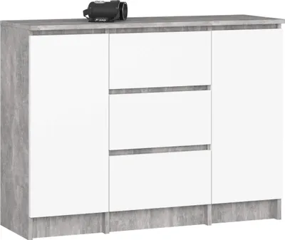 Produktbild von Akord Kommode 2 Türen 3 Schubladen Beton/Weiß 101X35X76 Cm