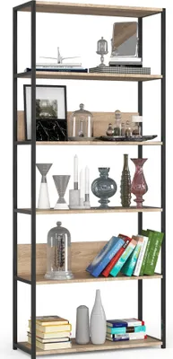 Produktbild von Industrielles Regal Schwarz 80 cm Sonoma Eiche 6 Regalböden B80xH32xT192 cm
