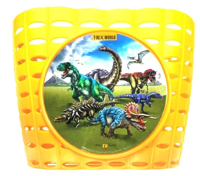 Produktbild von Bike Fashion Kinder Fahrrad Lenkerkorb "Dino T-Rex World", gelb/orange