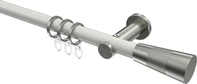 Produktbild von Interdeco Gardinenstange / Vorhangstange Weiß / Edelstahl-Optik, Typ Platon Tanara (Konus Bicolor), 20 mm Ø 1-läufig, 360 cm