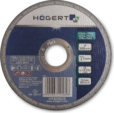 Obrázok produktu pre Korundový rezný kotúč na kov a inox, 125 x 1,0 x 22,23 mm HT6D602