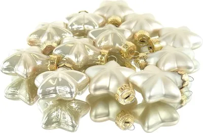 Produktbild von Weihnachtsanhänger Mini-Sterne Pearl 6 x matt & 6 x glänzend - Glas 4 cm WK