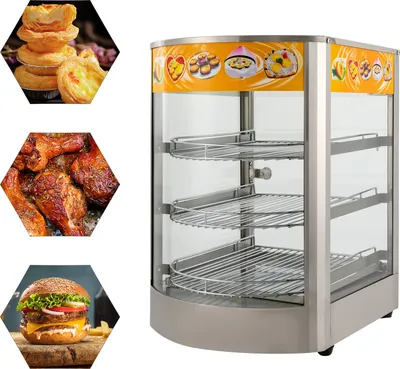 Image de Armoire chauffante commerciale pour aliments, armoire chauffante de comptoir, armoire chauffante électrique pour aliments à 3 niveaux, vitrine alimentaire