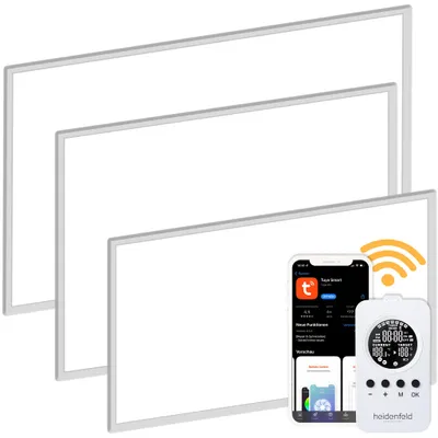 Produktbild von Heidenfeld Infrarotheizung HF-HP110 | Bis 25 m² - mit App - Fernbedienung - Wand- und Deckenheizung - Heizkörper - Flachheizung - Infrarot (1000 Watt)
