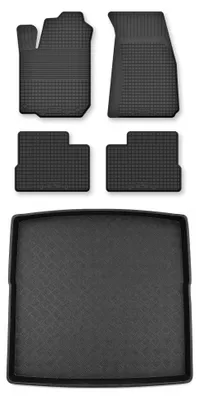 Image de Tapis en caoutchouc + bac de coffre pour Fiat Tipo II 2015- (break) – 5 pièces, noirs, semi-universel, adapté
