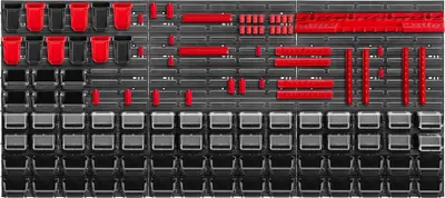 Obrázok produktu pre Nástenná doska na náradie – sada dierovaných dosiek Pegboard – 174 x 78 cm – 121 dielov – montáž na stenu