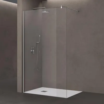 Image de doporro Paroi de Douche à L'italienne Transparent 130cm Pare-Douche Verre de Sécurité 10mm Bremen02K 130x200cm Profilé Chromé avec Stabilisateur en Acier Inoxydable