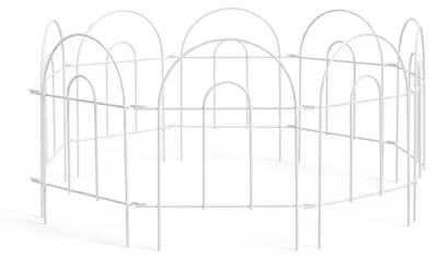 Image de Relaxdays : clôture de parterre en métal, 6 éléments modulaires en arc, H x L : 45 x 240 cm, bordure de parterre à enfoncer, blanche