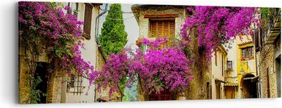 Produktbild von Bild auf Leinwand - Leinwandbild - Straße Sommer Blumen - 90x30cm - Wand Bild - Wanddeko - Leinwanddruck - Bilder - Kunstdruck - Wanddekoration - Leinwand bilder - Wandkunst - AB90x30-3589