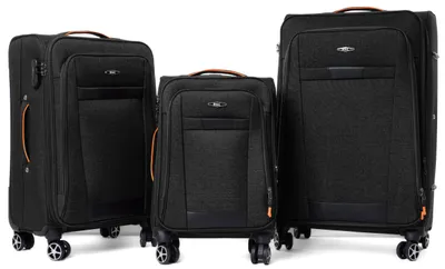 Produktbild von RGL S-030 Kofferset Reisekofferset Stoff 3in1 Koffer Set 3tlg XXL XL L Farbe: Schwarz