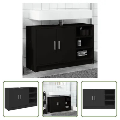 Obrázek produktu pro The Living Store Toaletní stolek černý 90x29x55 cm materiál na bázi dřeva