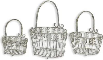 Produktbild von Set aus 3 Eisenkörben Replikat Retro Design Dekoration