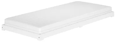Produktbild von Weißes Niederflurbett Futon extra niedrig Bodenbett 100x200 Kiefer V-60.47W-10Rollrost und Matratze inkl.